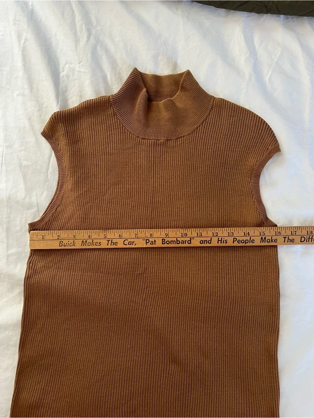Coldwater Creek Silk Cotton Ribbed Mock Neck Sweater - Medium - Camel